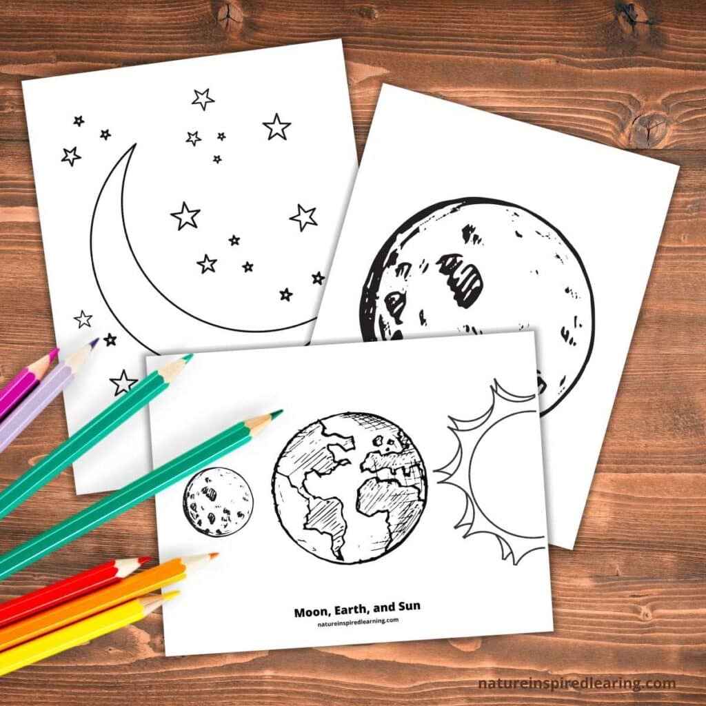 Realistic moon coloring pages