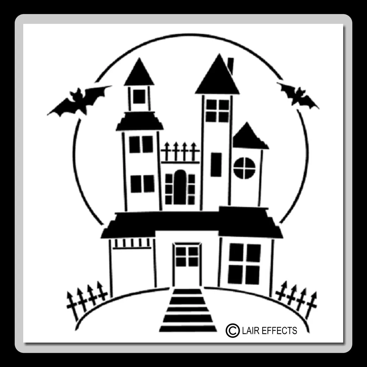 X spooky haunted house stencil template halloweenbatsfull moonmansion