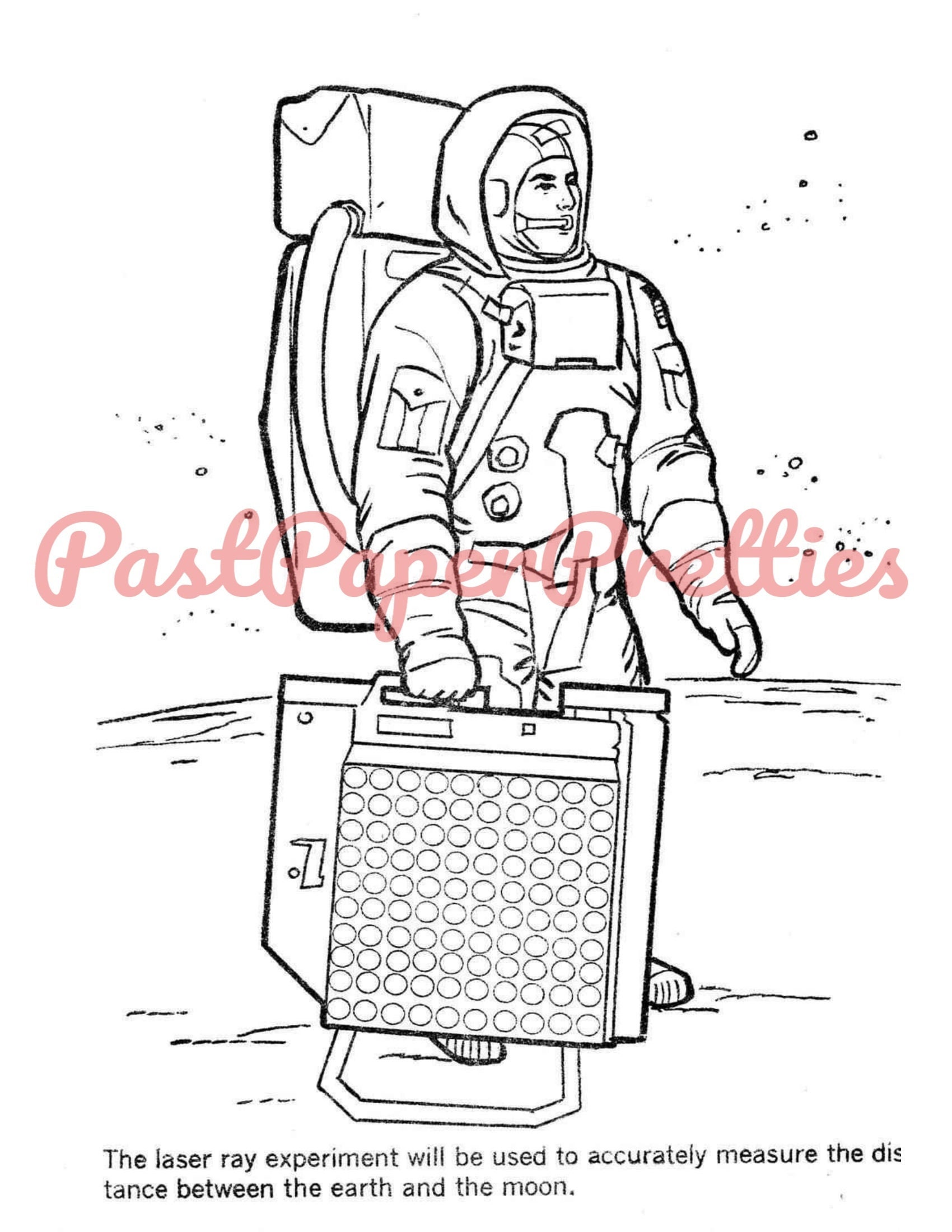 Vintage printable coloring book apollo the man on the moon c pdf instant digital download sci fi space clipart pages