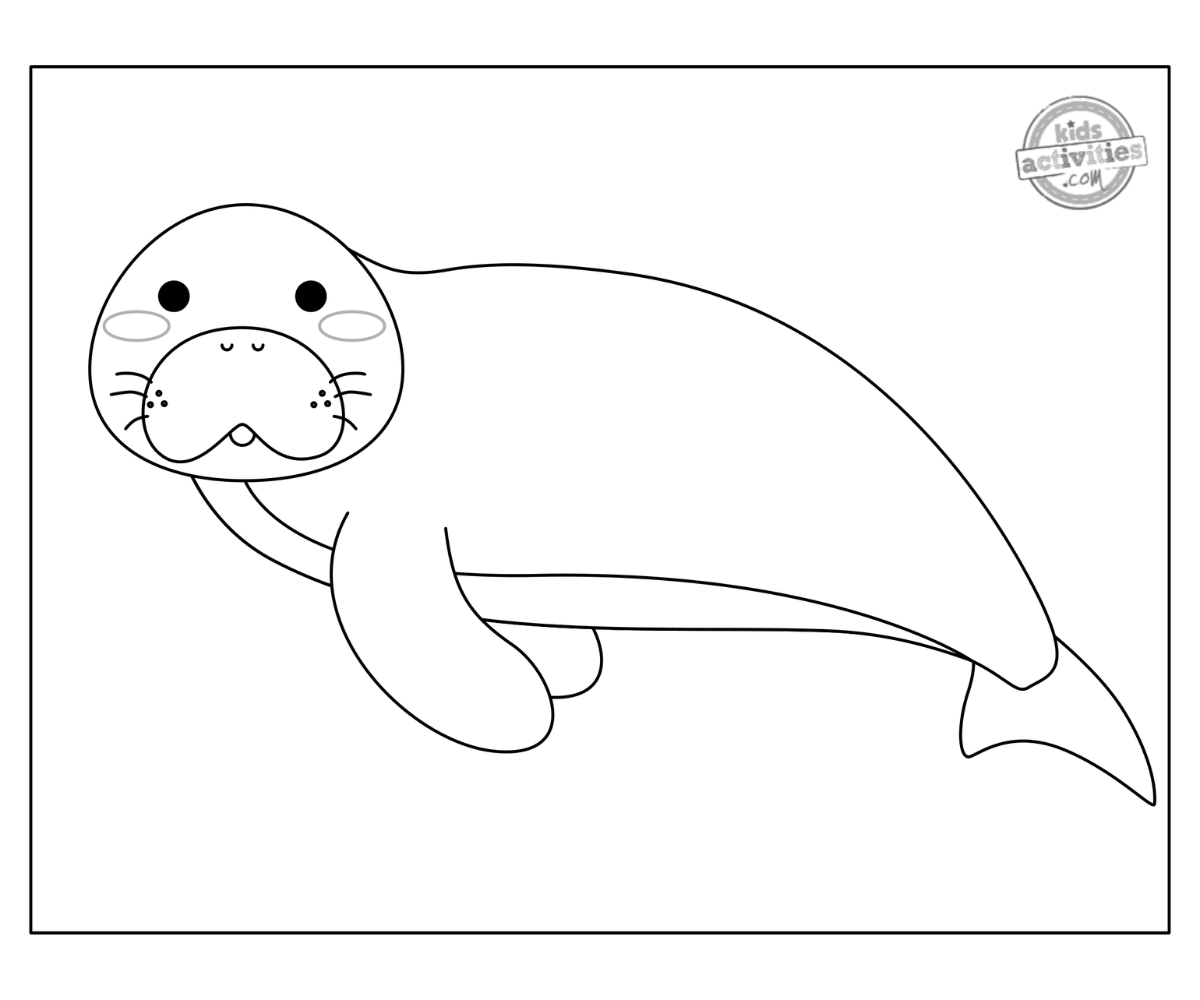 Printable manatee coloring page kids activities blog