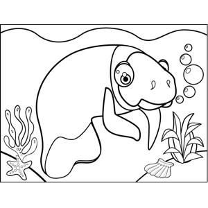 Cute manatee coloring page