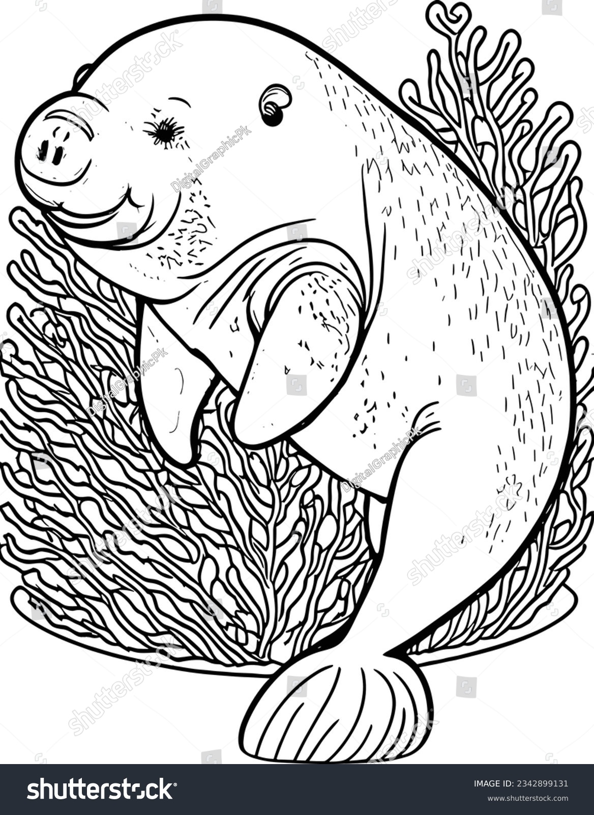 Meet gentle manatee crisp clean coloring stock vector royalty free