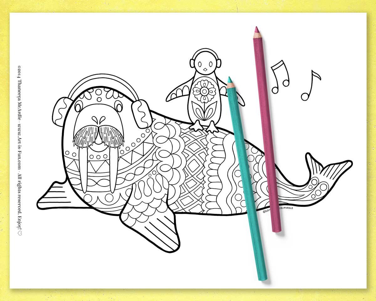 Groovy animals coloring pages