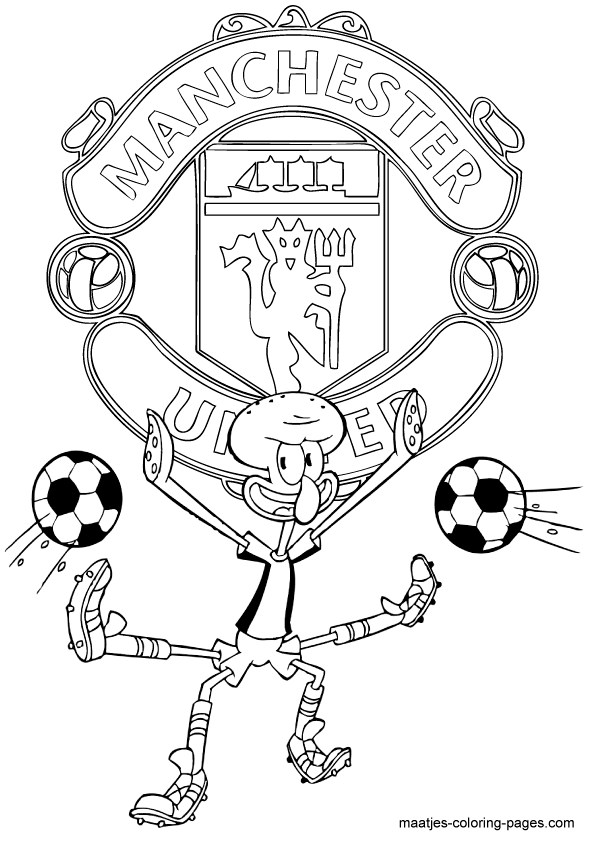 Manchester united and squidward coloring pages