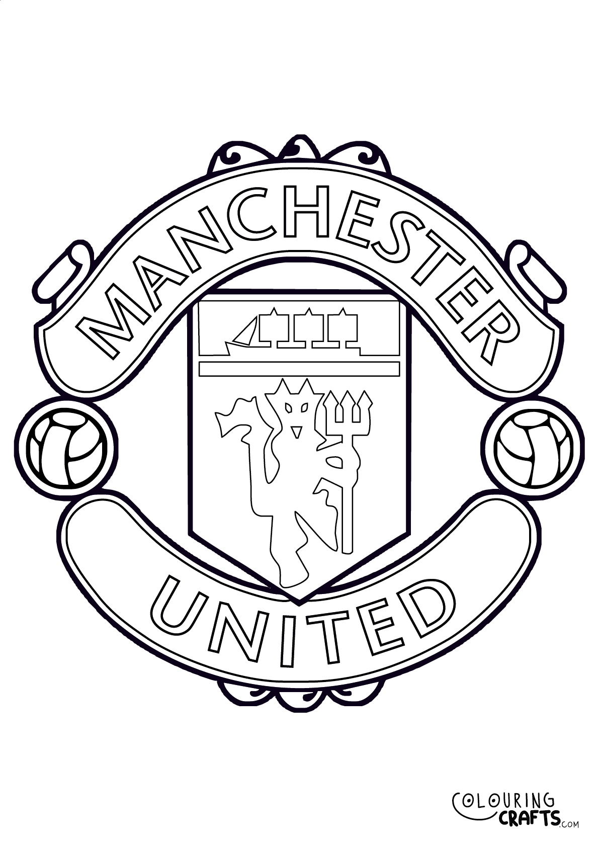 Manchester united badge printable colouring page