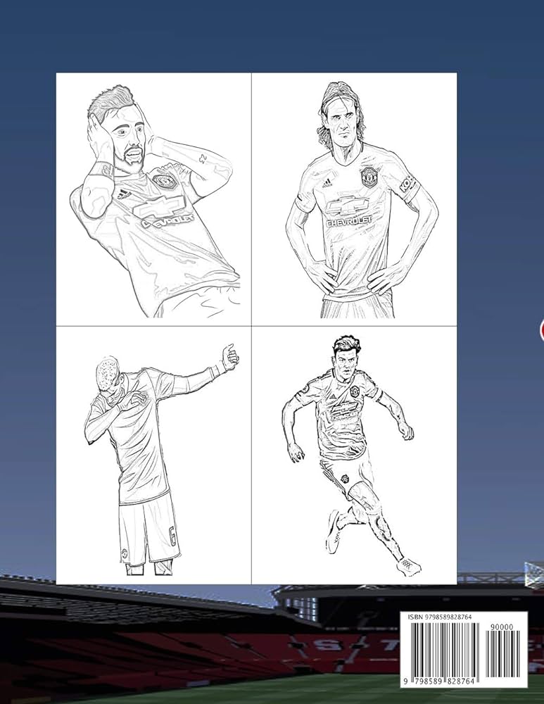 Man united team coloring book man united team bruno fernandes harry maguire paul pogba cavani marcus rashford etc by tran tan phat