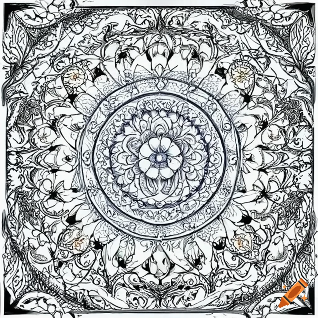 A coloring book mandala design on