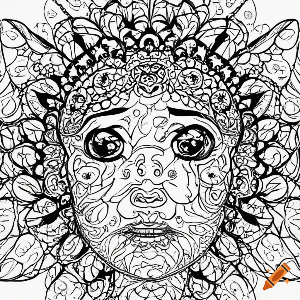 Coloring page for kids mandala emotionssadness happiness white background clean line art fine line art