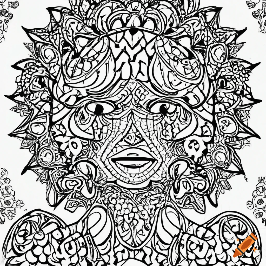 Coloring page for kids mandala emotionssadness happiness white background clean line art fine line art