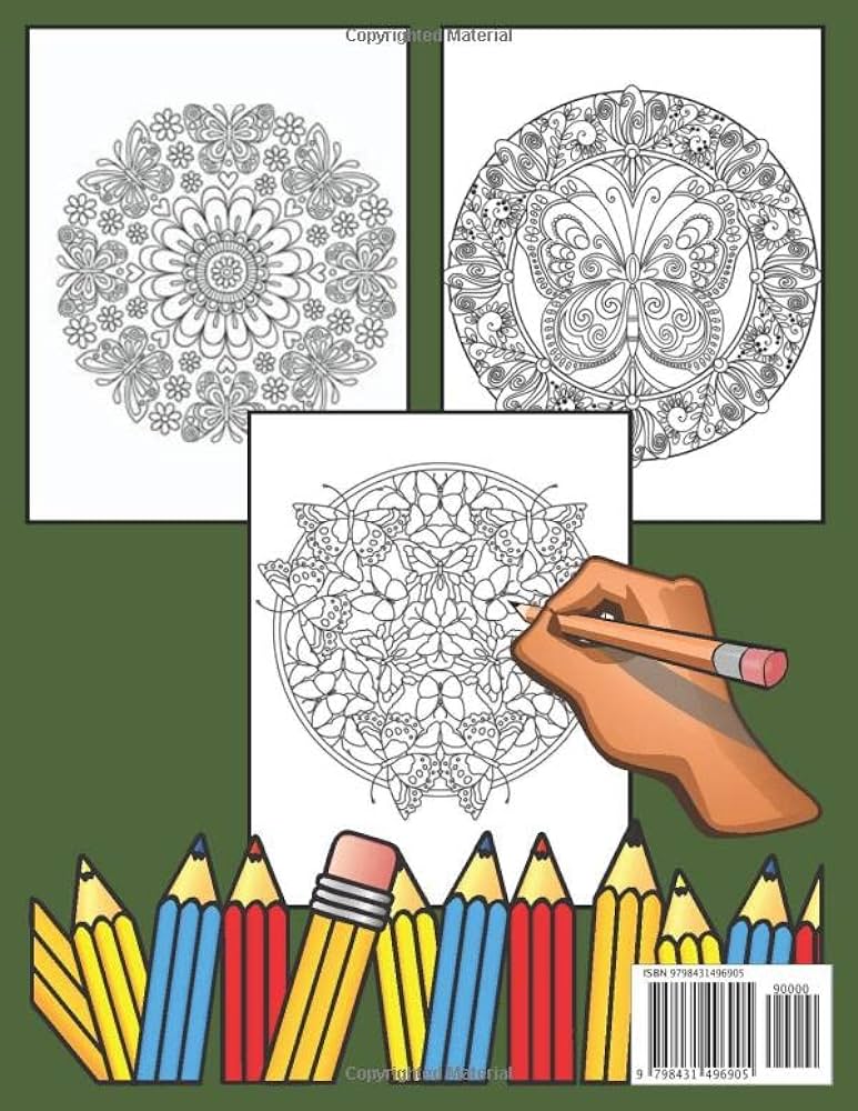 Large print butterfly mandala coloring book for adult relaxing mandala butterflies coloring pages adult coloring book with butterfly mandala designs coloring book book cafe mandala coloring books