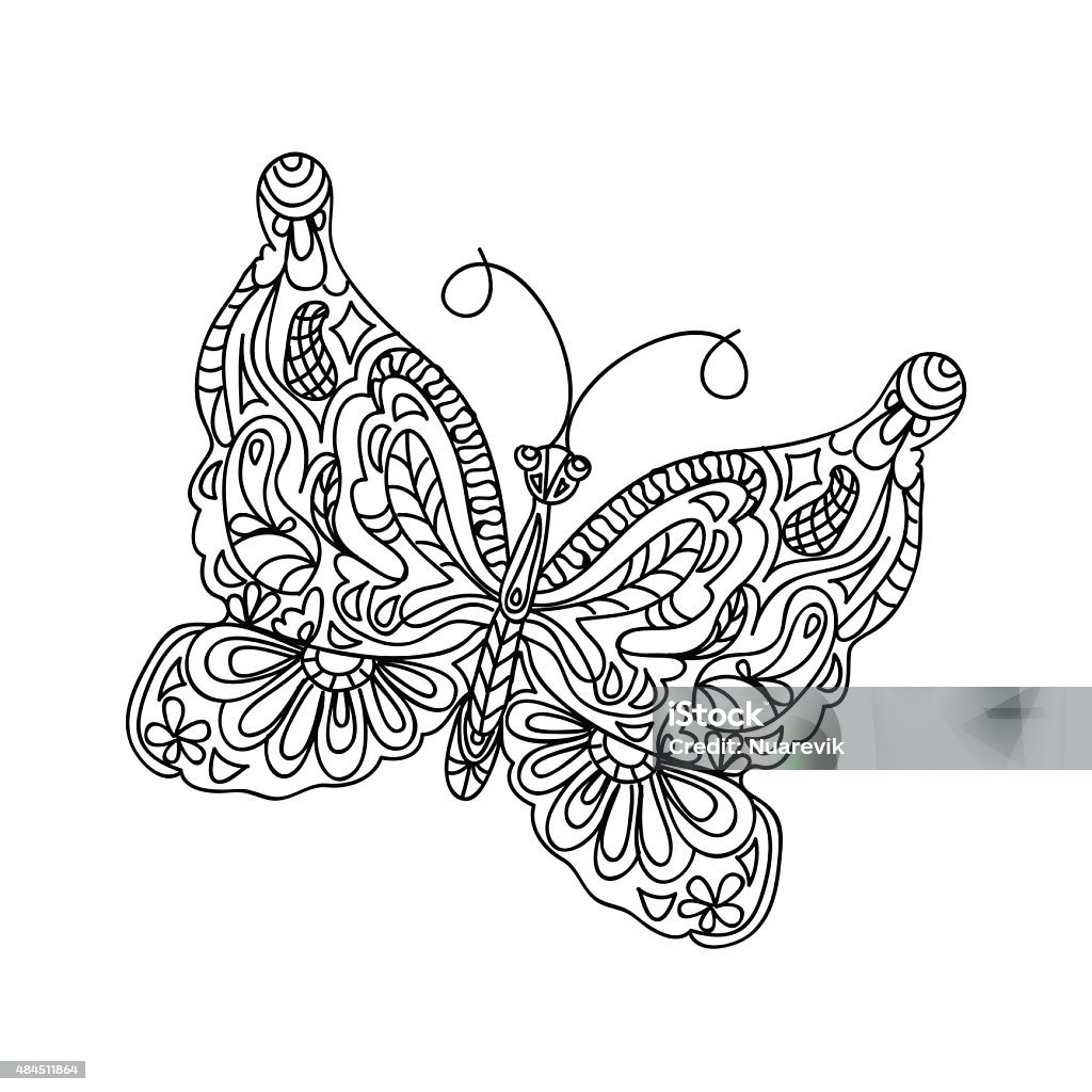 Butterfly coloring page stock illustration