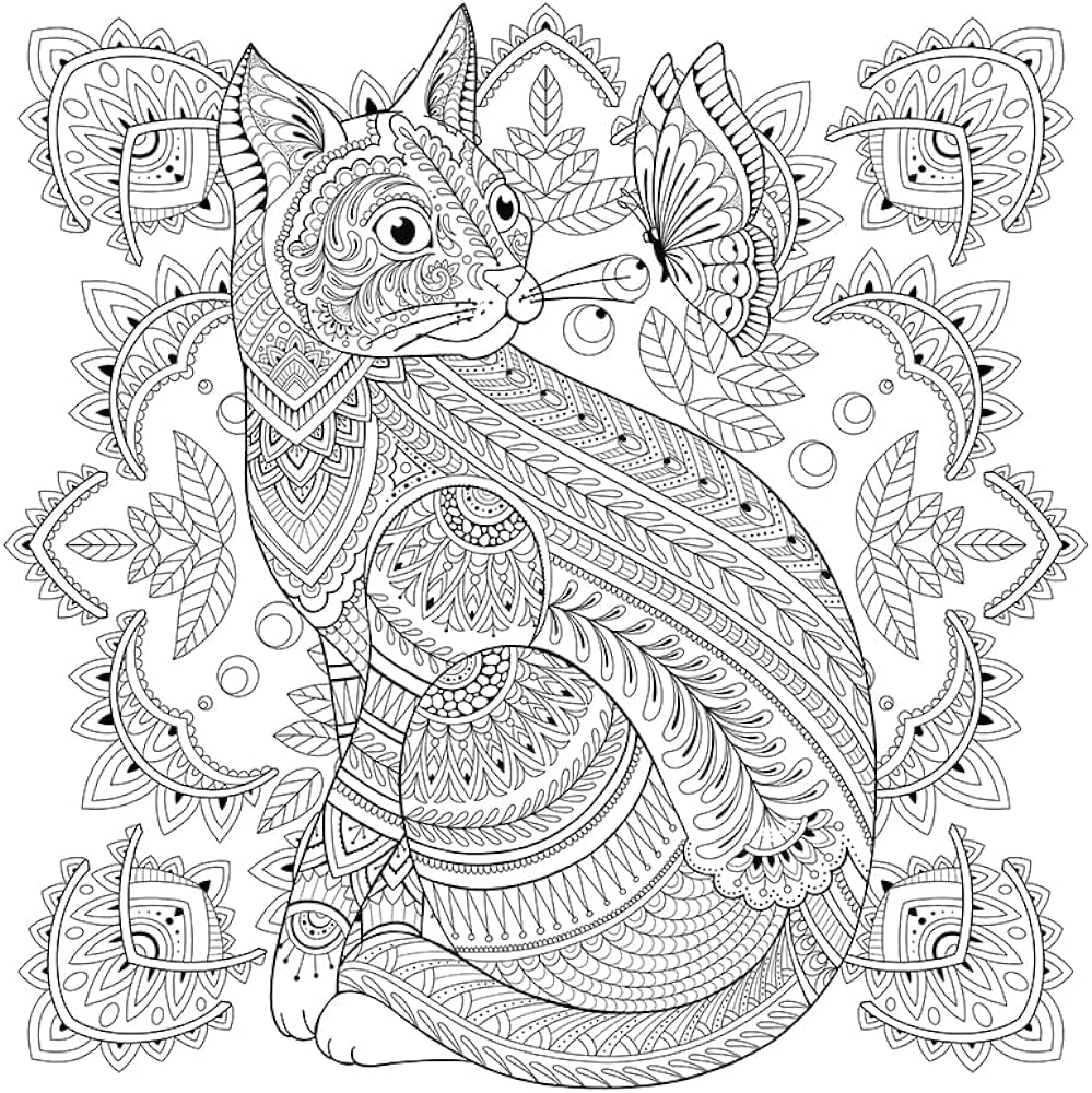 My cat mandala coloring book stunning oversized coloring pages coloring art zottino marica books