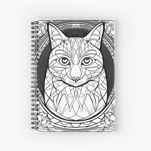 Cat mandala coloring book page for meditation relax mindfulness spiral notebook for sale by ulfrgutheitrir