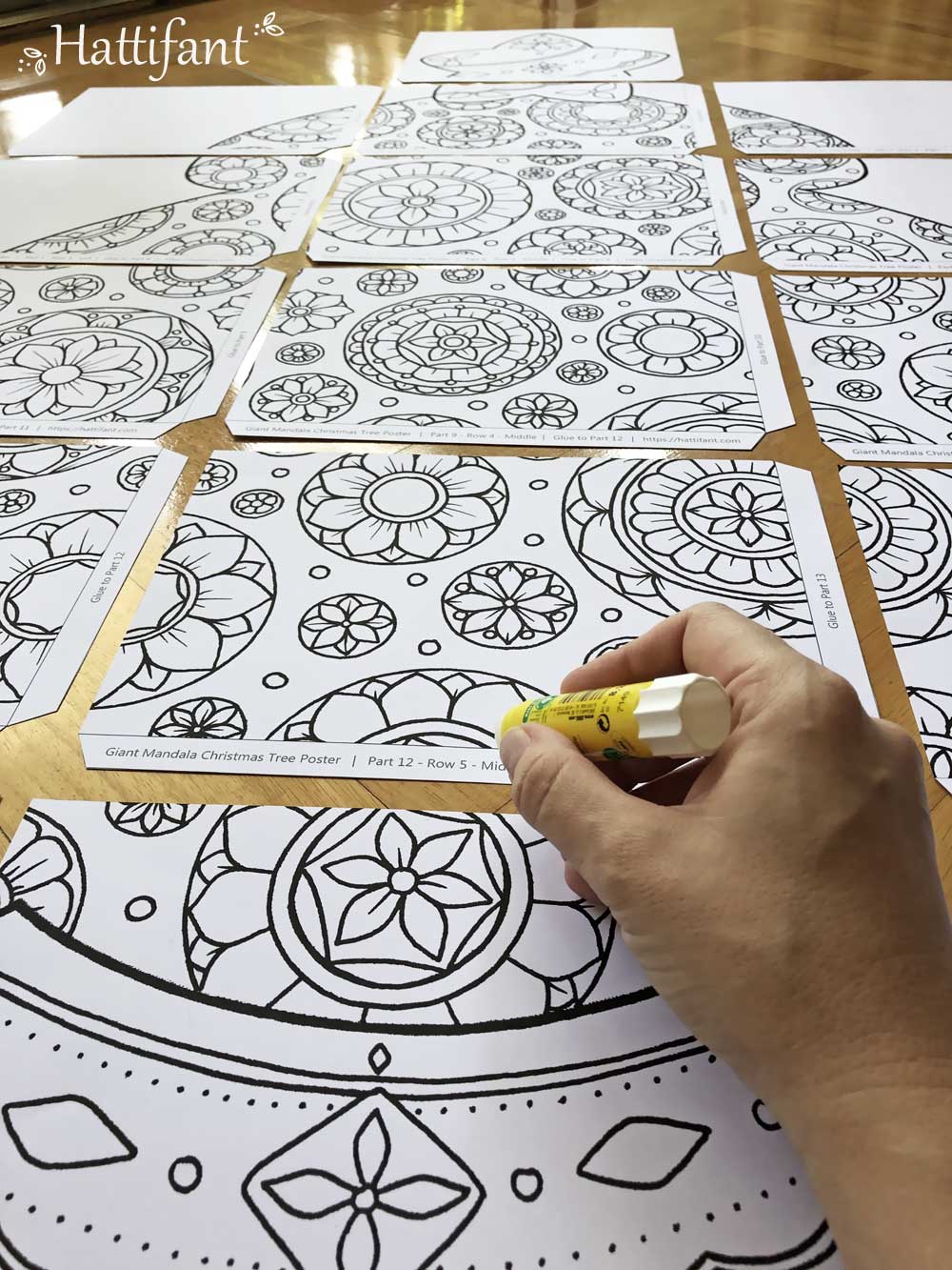 Giant poster mandala christmas tree to color in