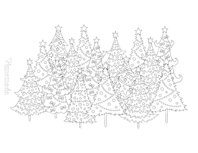 Christmas tree coloring pages for kids adults