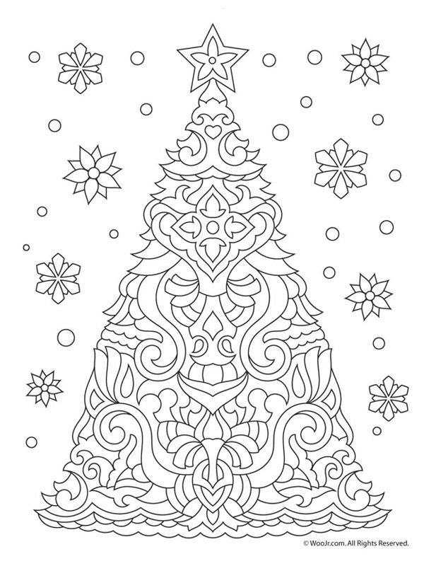 Christmas tree mandala coloring page