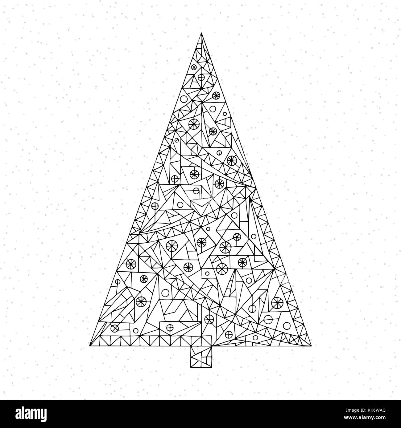 Christmas tree coloring page hand drawn abstract winter holidays vector illustration xmas background in modern style happy new year art stock vector image art