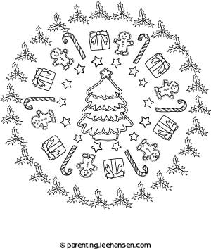 Christmas tree mandala coloring page