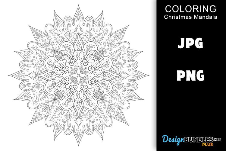 Christmas mandala coloring page