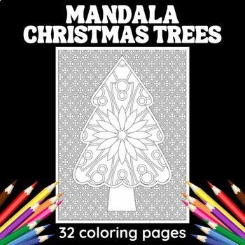 Mandala christmas tree coloring pages by teachers helper tpt