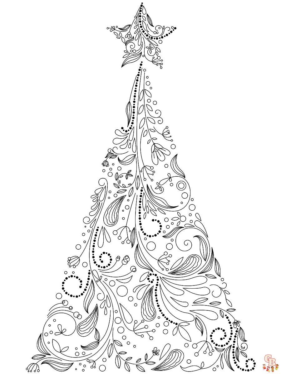 Christmas tree coloring pages for kids