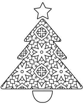 Christmas holiday trees zentangle mandala coloring pages tpt