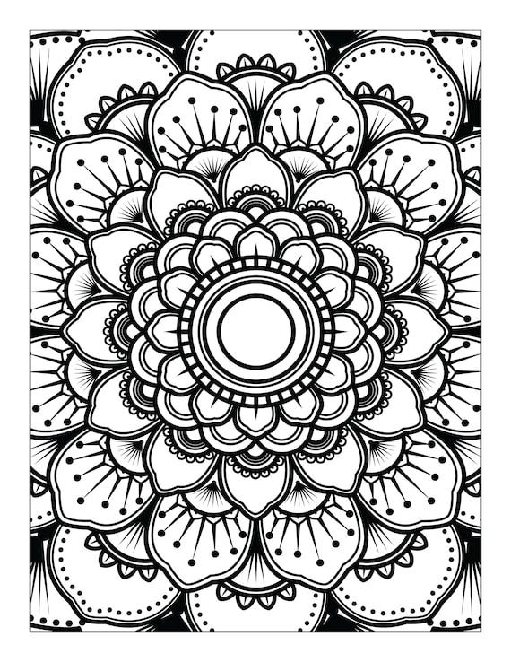 Printable mandala adult coloring pages floral easy coloring book mandalas