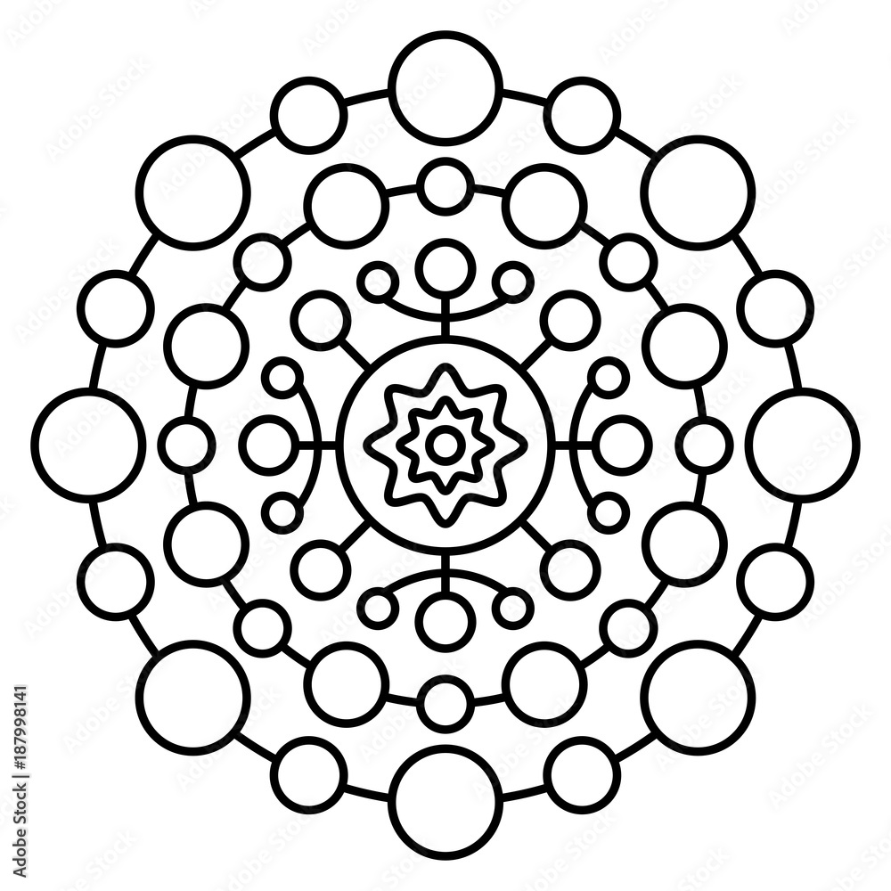 Simple floral mandala easy coloring page illustration for kids and beginners abstract flower medallion vector