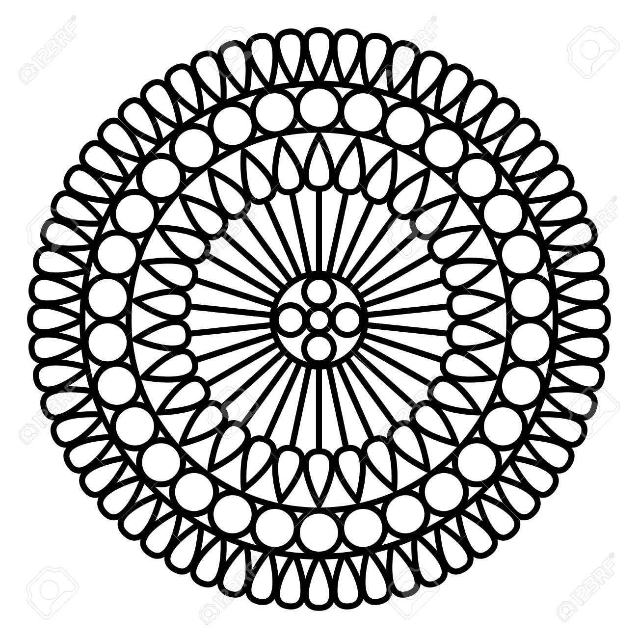 Simple mandala print easy coloring page illustration for kids and adult beginners royalty free svg cliparts vectors and stock illustration image