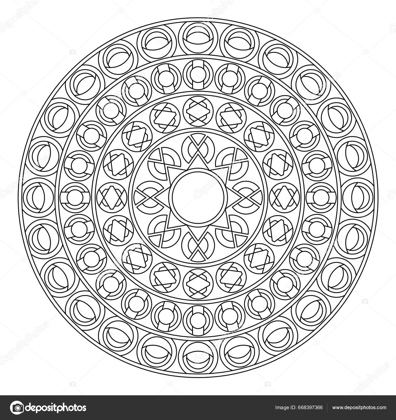 Helppo vãritys sivuja aikuisille vãritys sivu geometrinen abstrakti mandala yksinkertainen â kuvapankkivektori vectorari