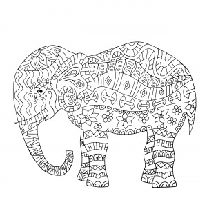Mandala elephant coloring page