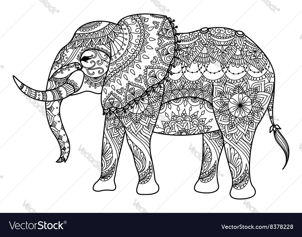Mandala elephant coloring royalty free vector image