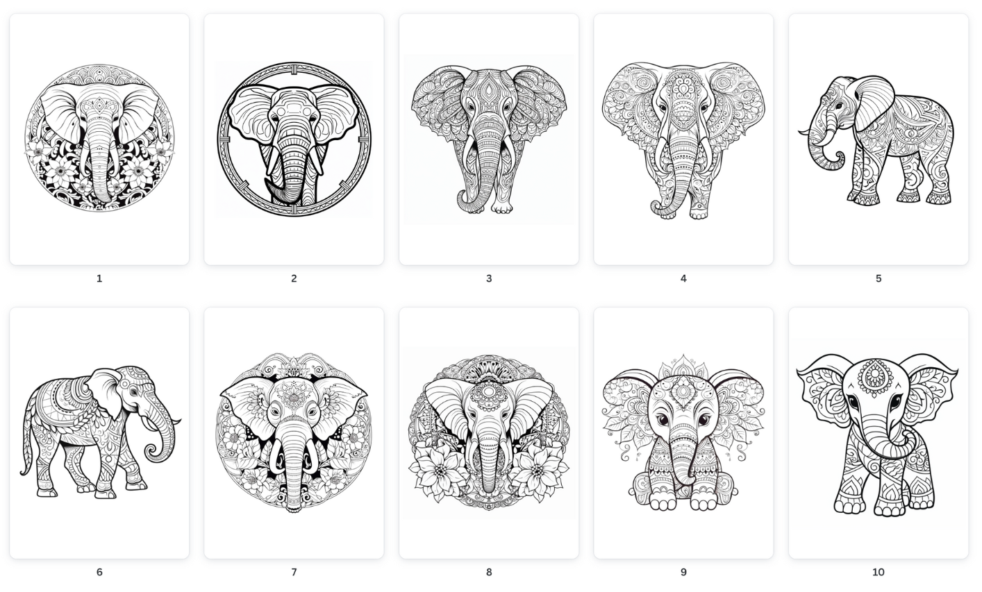 Elephant mandala coloring pages â store