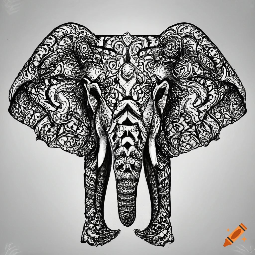 Mandala elephant coloring page on