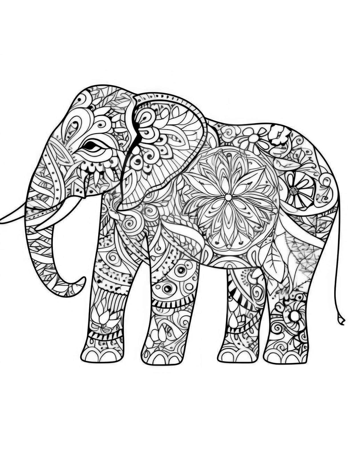 Majestic elephant coloring pages for adults and kids