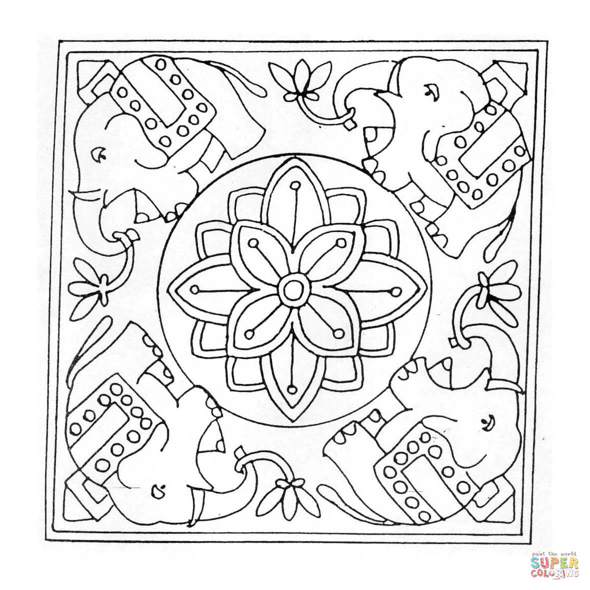 Elephant mandala coloring page free printable coloring pages