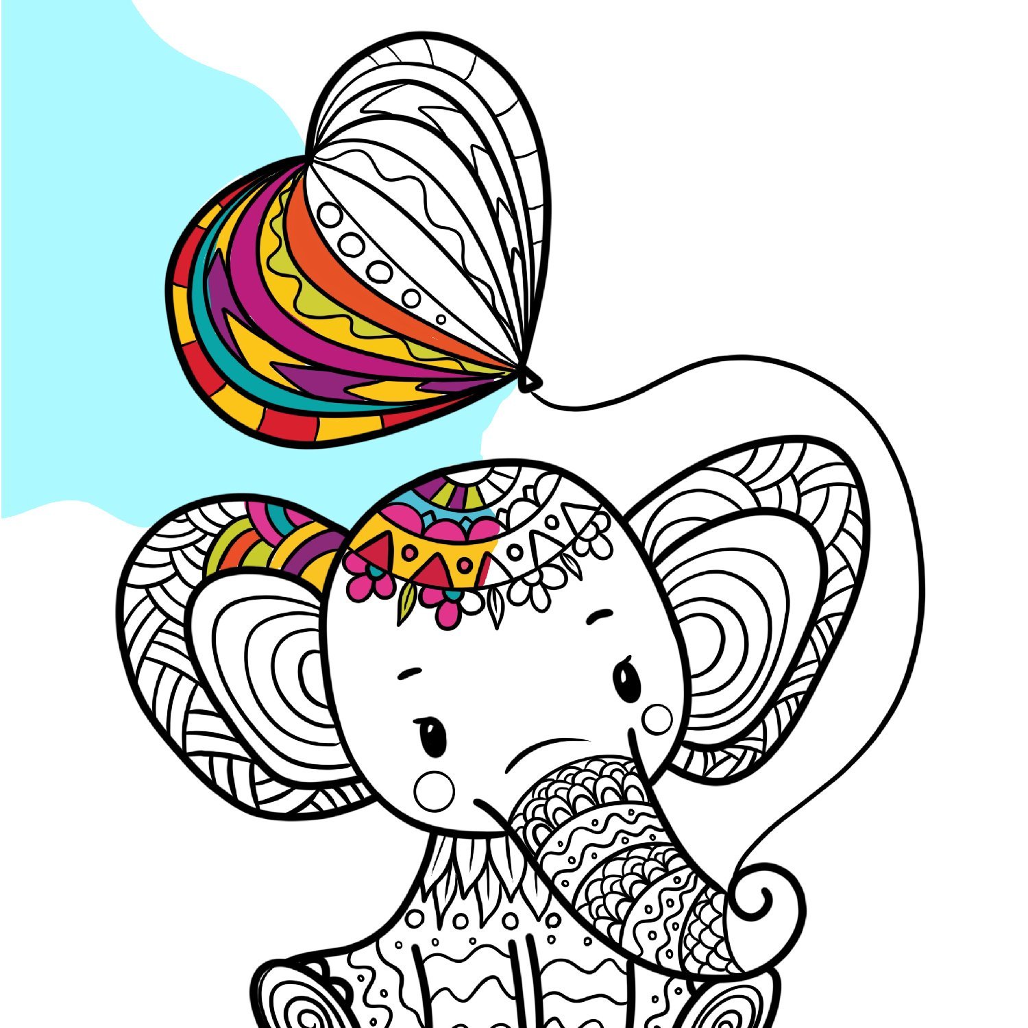 Elephant mandala coloring page free printable