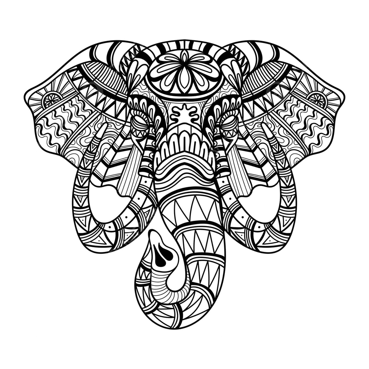 Elephant head mandala zentangle coloring page illustration illustration african style vector elephant drawing rat drawing man drawing png and vector with transparent background for free download