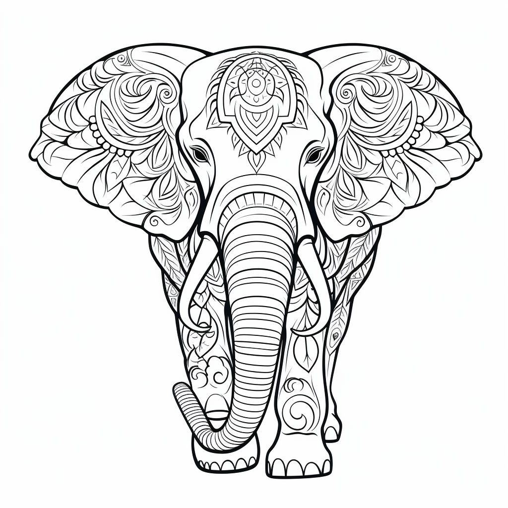 Elephant coloring pages for adults