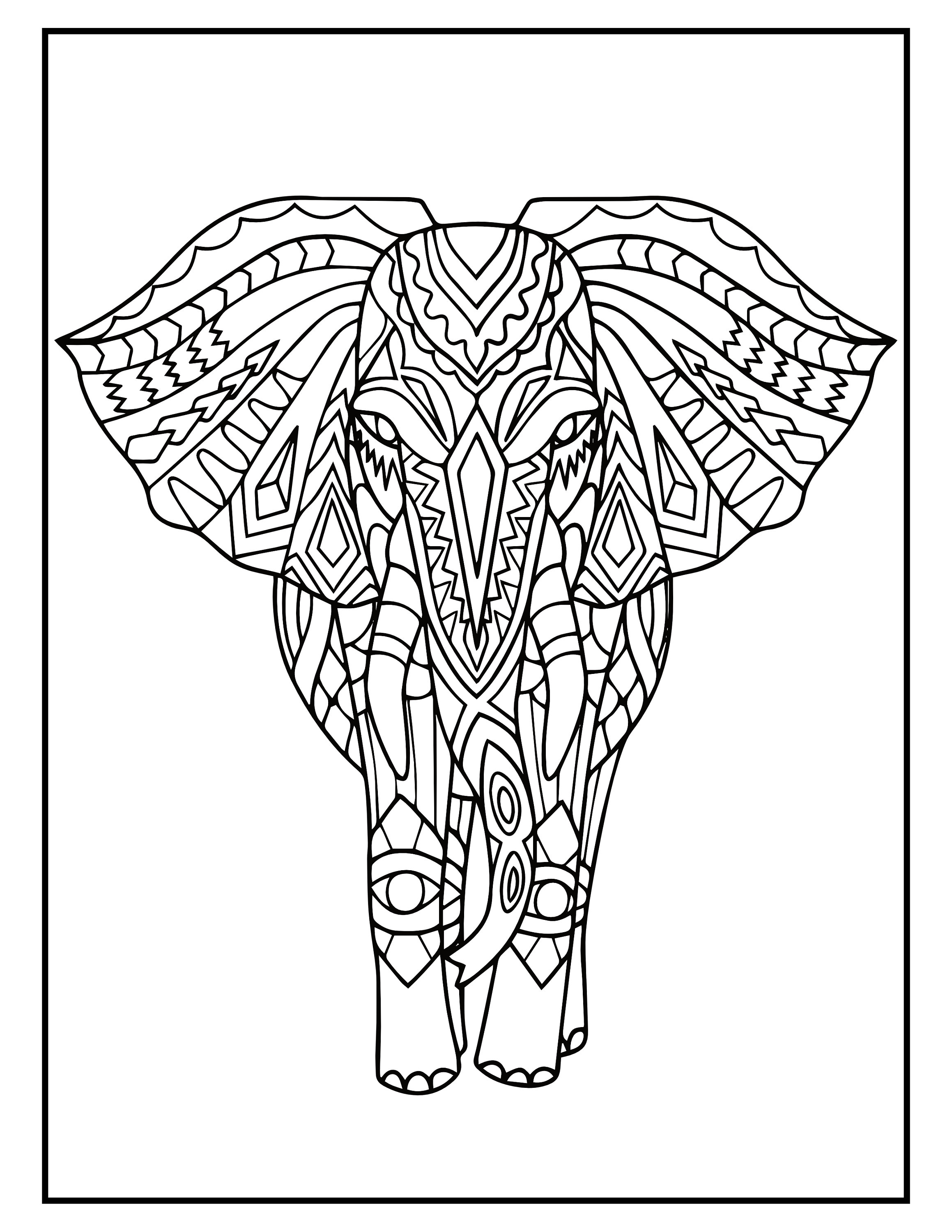 Elephant mandala coloring pages
