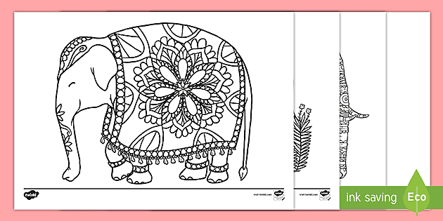 Mindfulness elephant louring pages teacher made