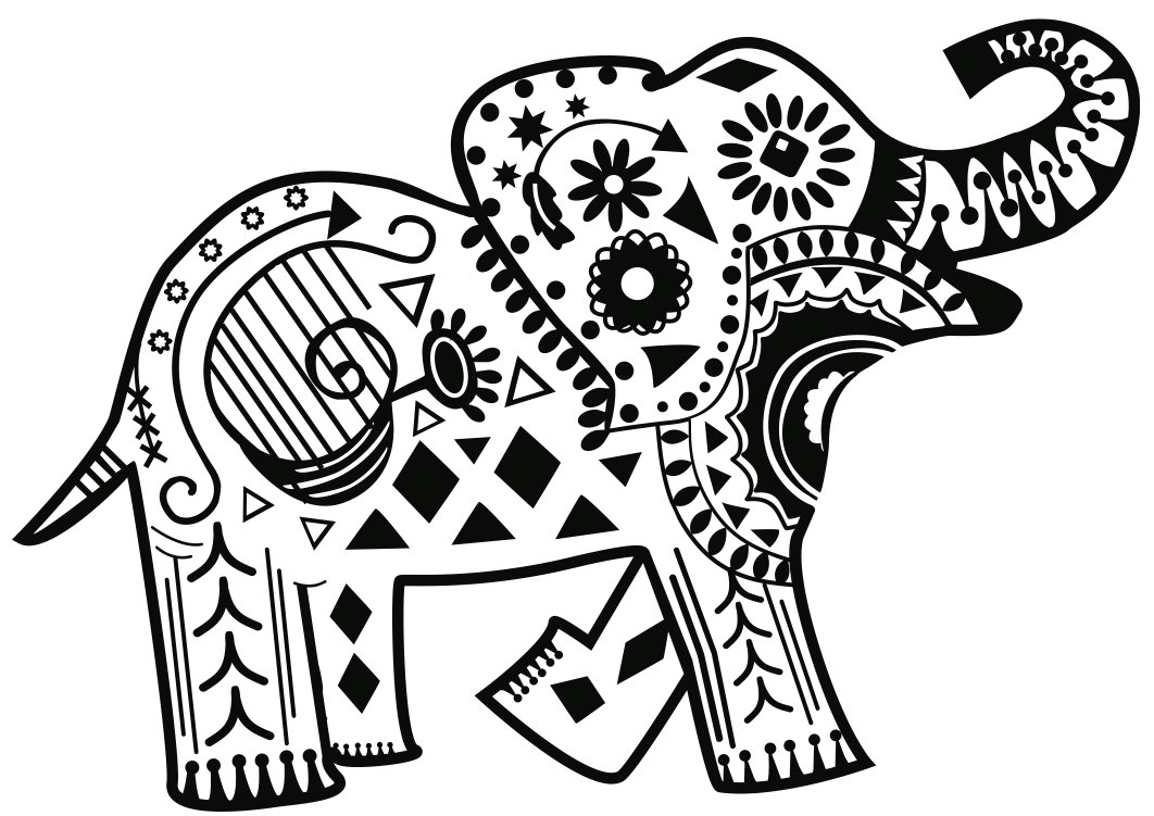 Elephant coloring pages for adults