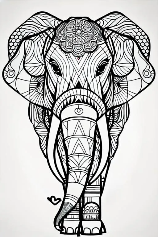 Generate an adult coloring book page of an elephant