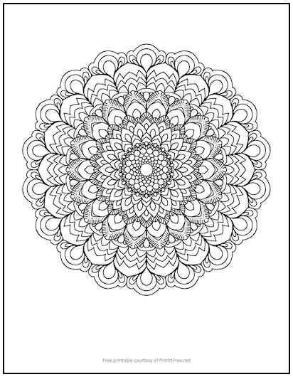 Fancy flower mandala coloring page print it free