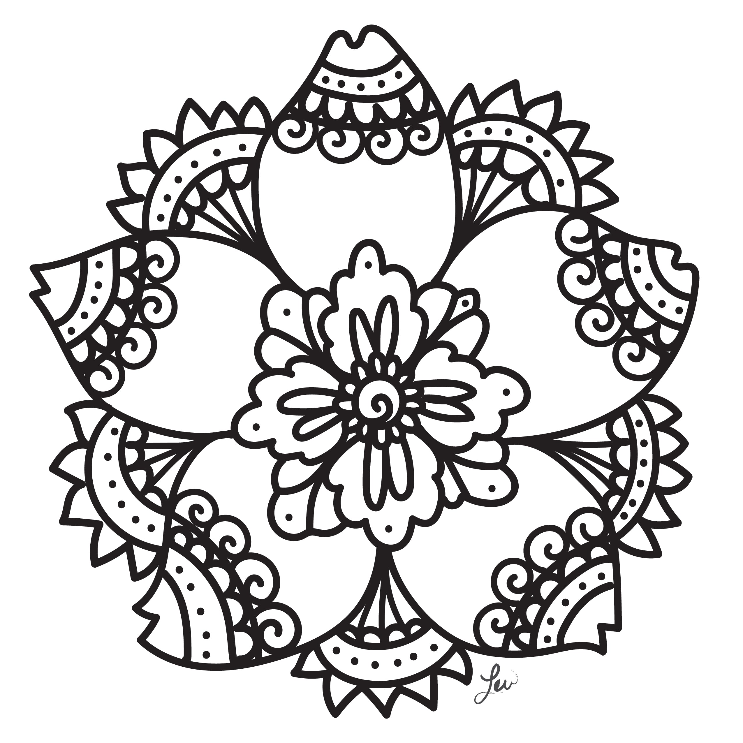 Melissa lew downloadable coloring page mandala flower â kennedy