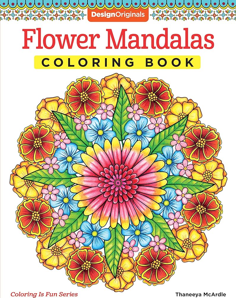 Flower mandalas coloring book design originals beginner