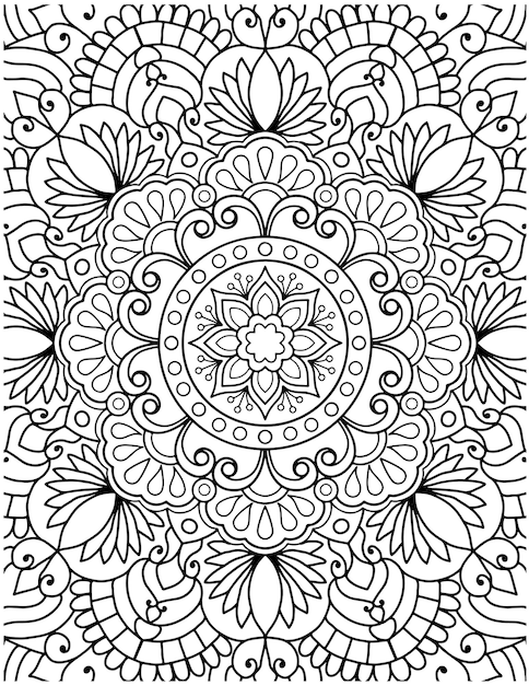 Premium vector hand drawn mandala coloring pages for adult coloring book floral hand drawn mandala coloring page