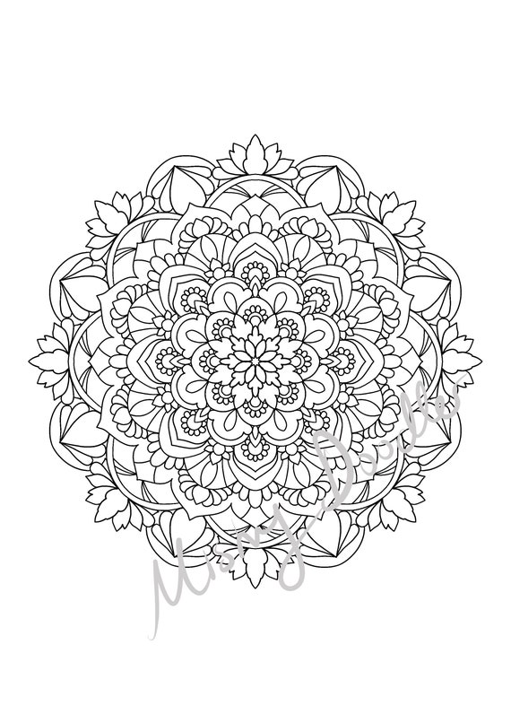 Adult coloring pages mandalas x pdf printable coloring page for adults set instant download