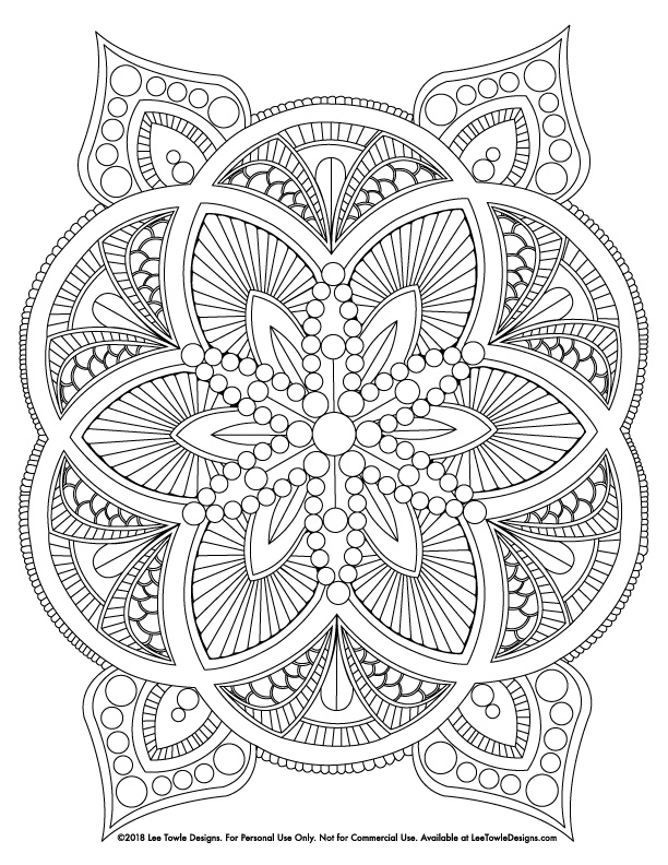 Abstract mandala coloring page for adults