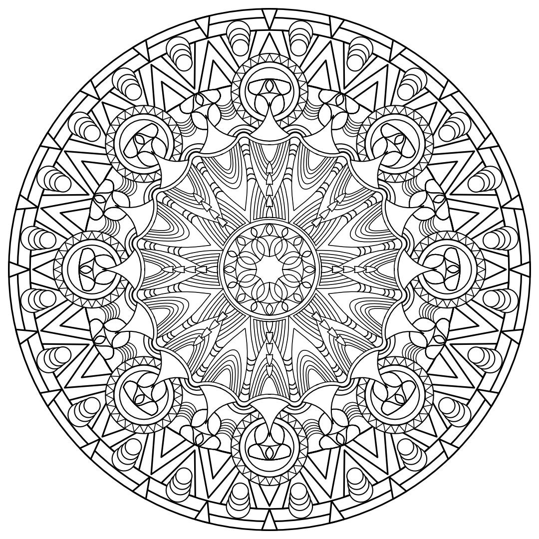 Geometric mandala ornate coloring pages printable pdf adult coloring madness coloring book no instant download